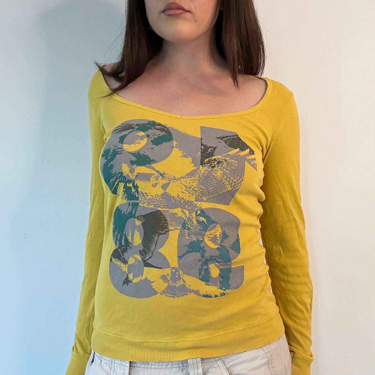 Y2K EDC by Esprit yellow graphic long sleeve top £25.00