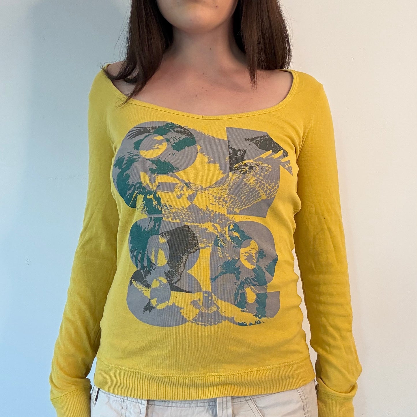 Y2K EDC by Esprit yellow graphic long sleeve top £25.00