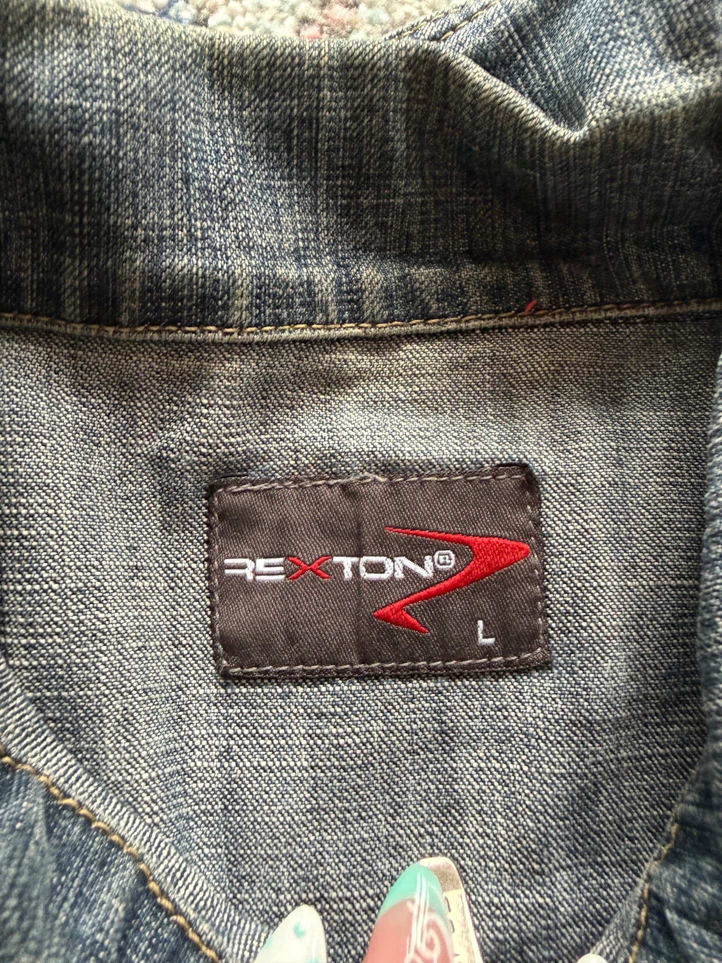 Vintage denim zip up moto style jacket