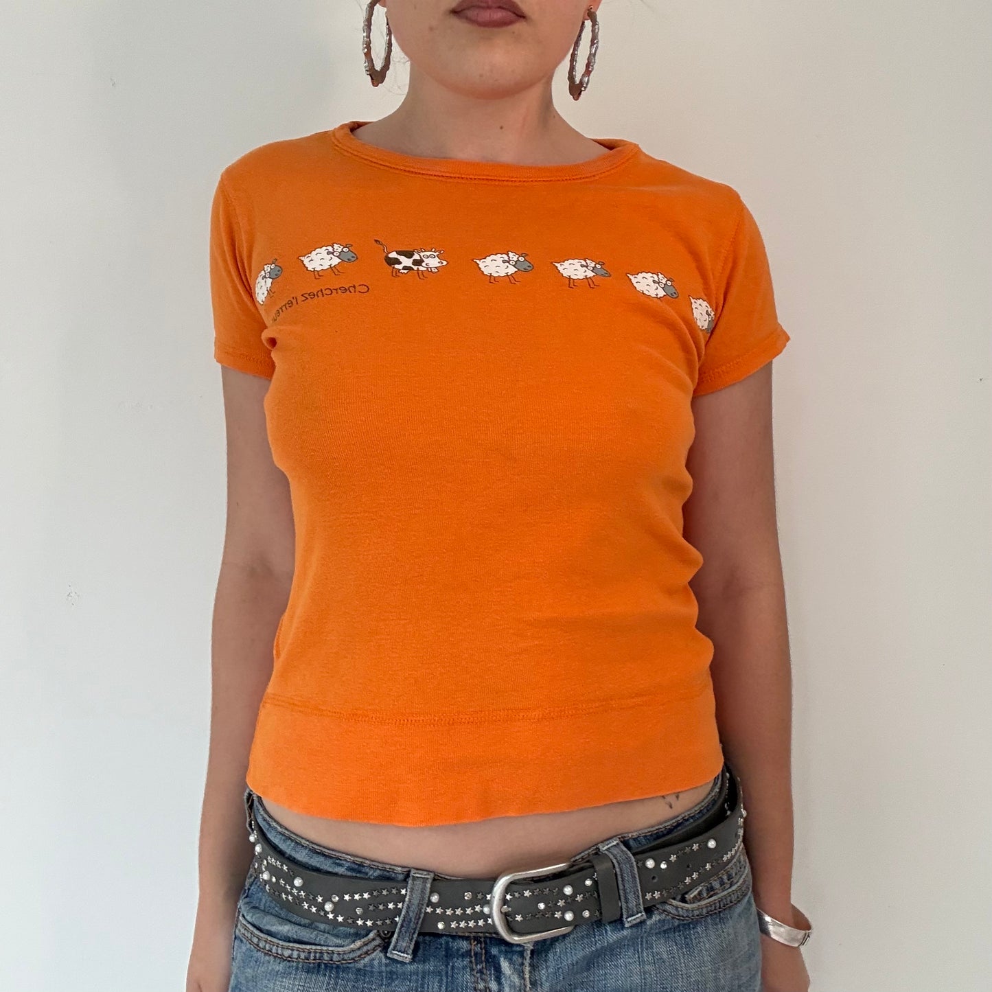 Vintage cache cache orange graphic short sleeve top
