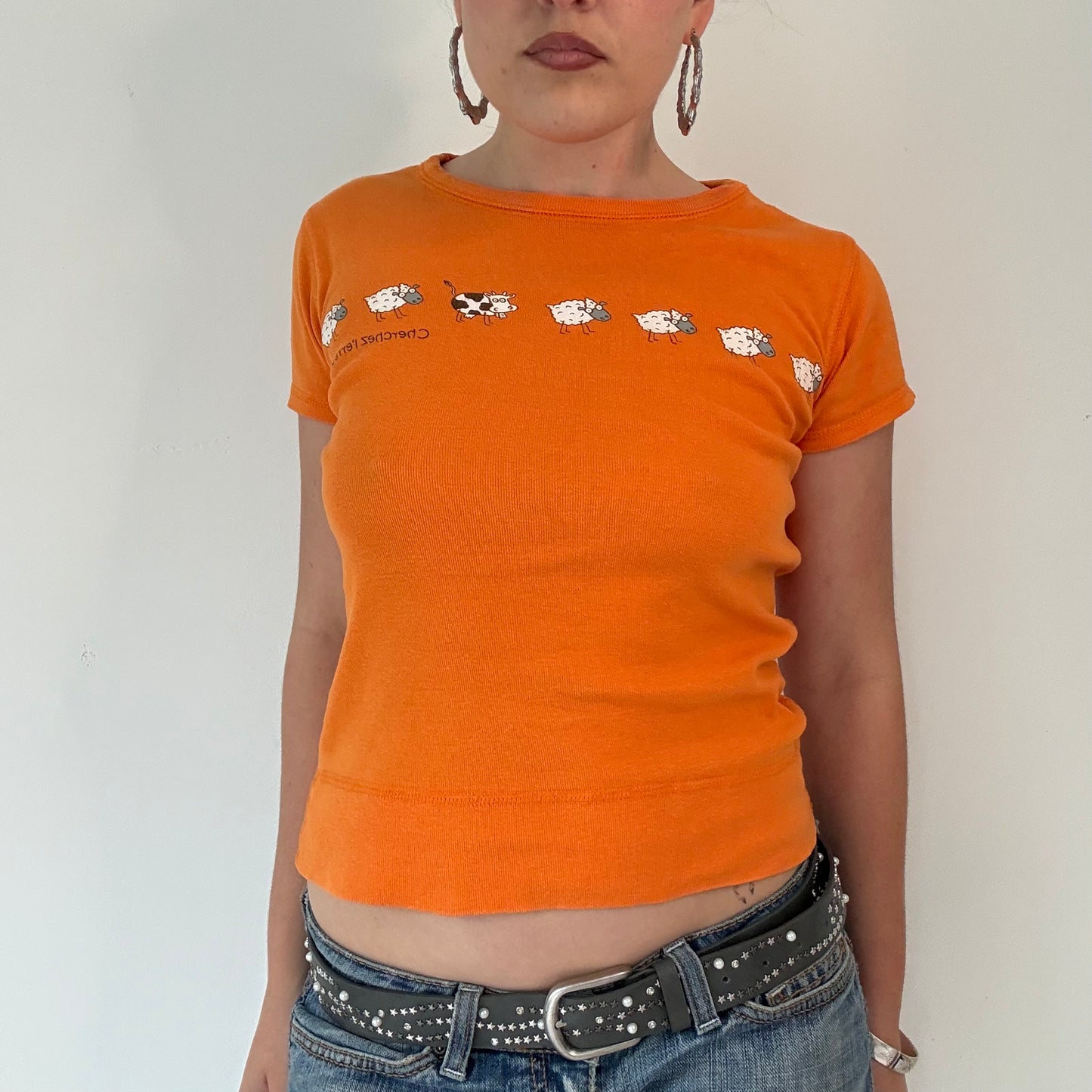 Vintage cache cache orange graphic short sleeve top