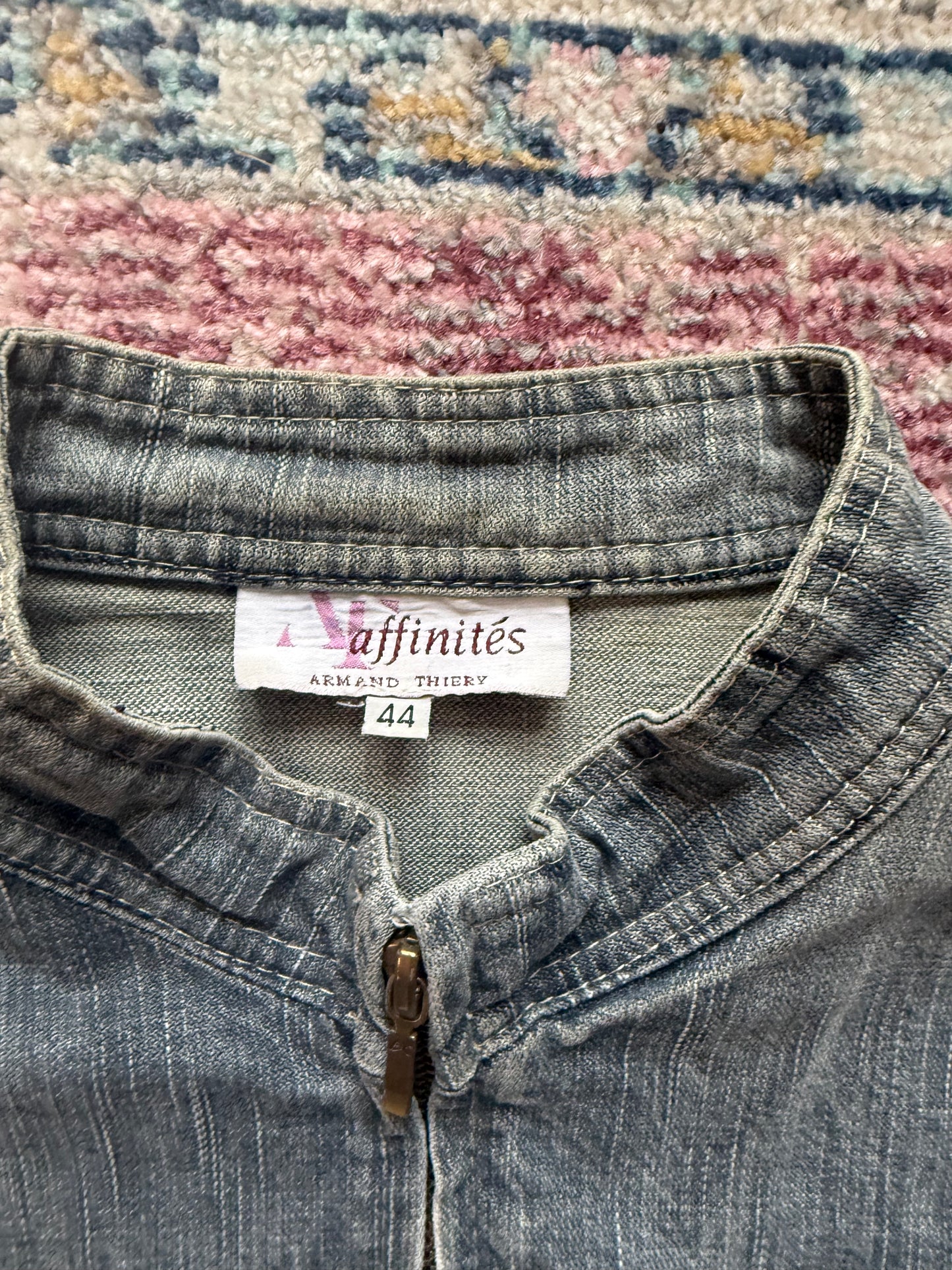 Vintage Grey Wash Denim Zip up Jacket