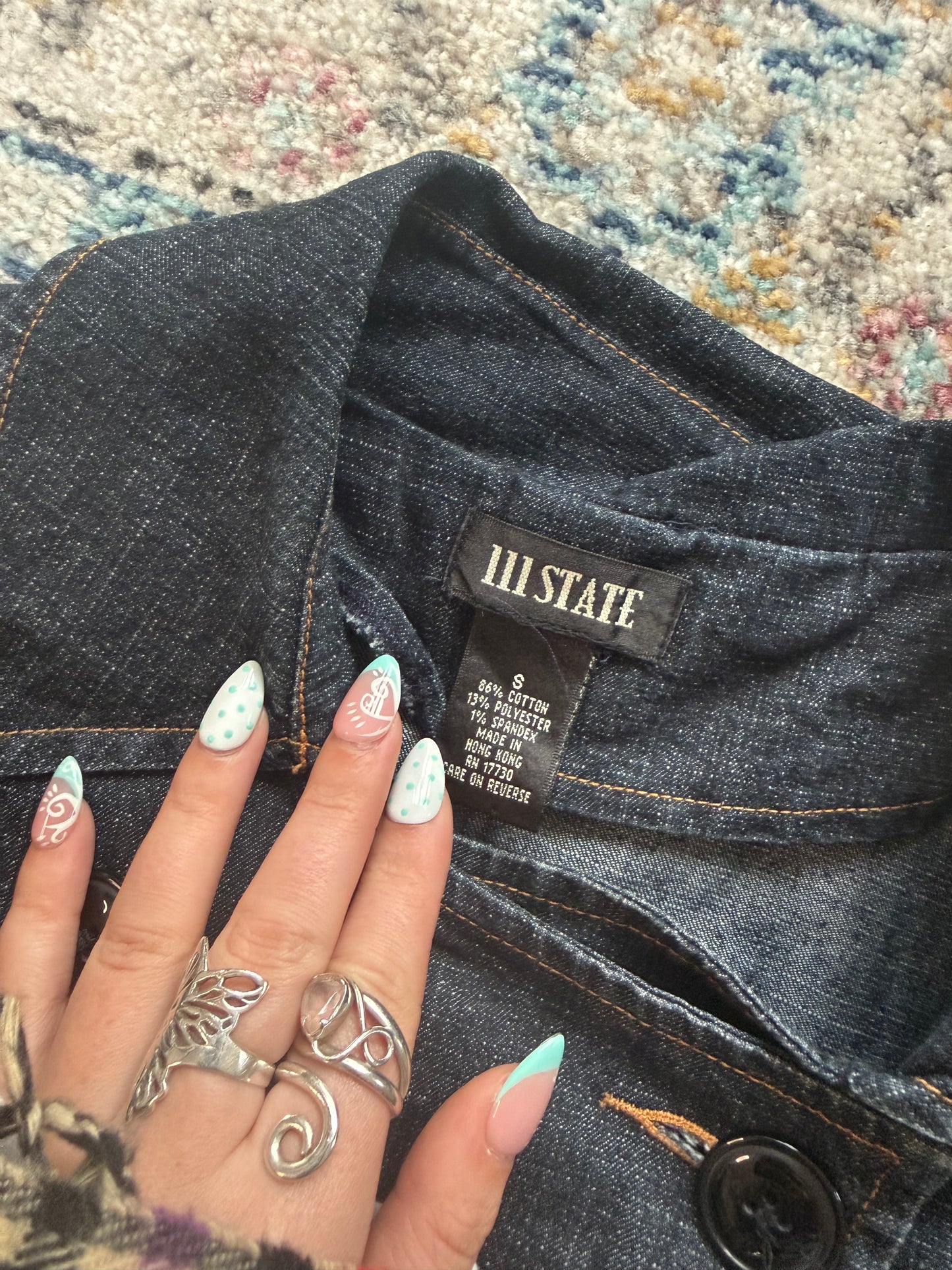 Vintage Dark Denim Double Breasted Button Up Jacket