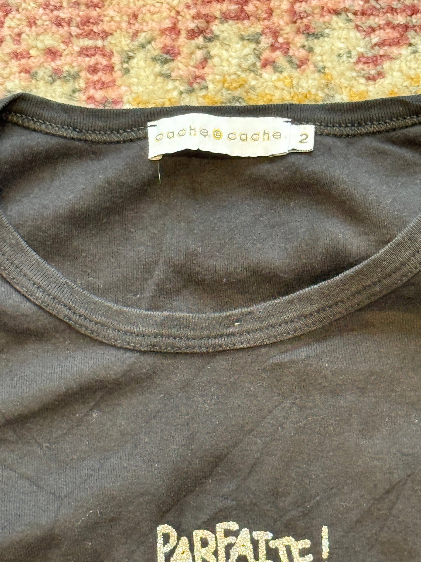 Cache cache black graphic long sleeve top