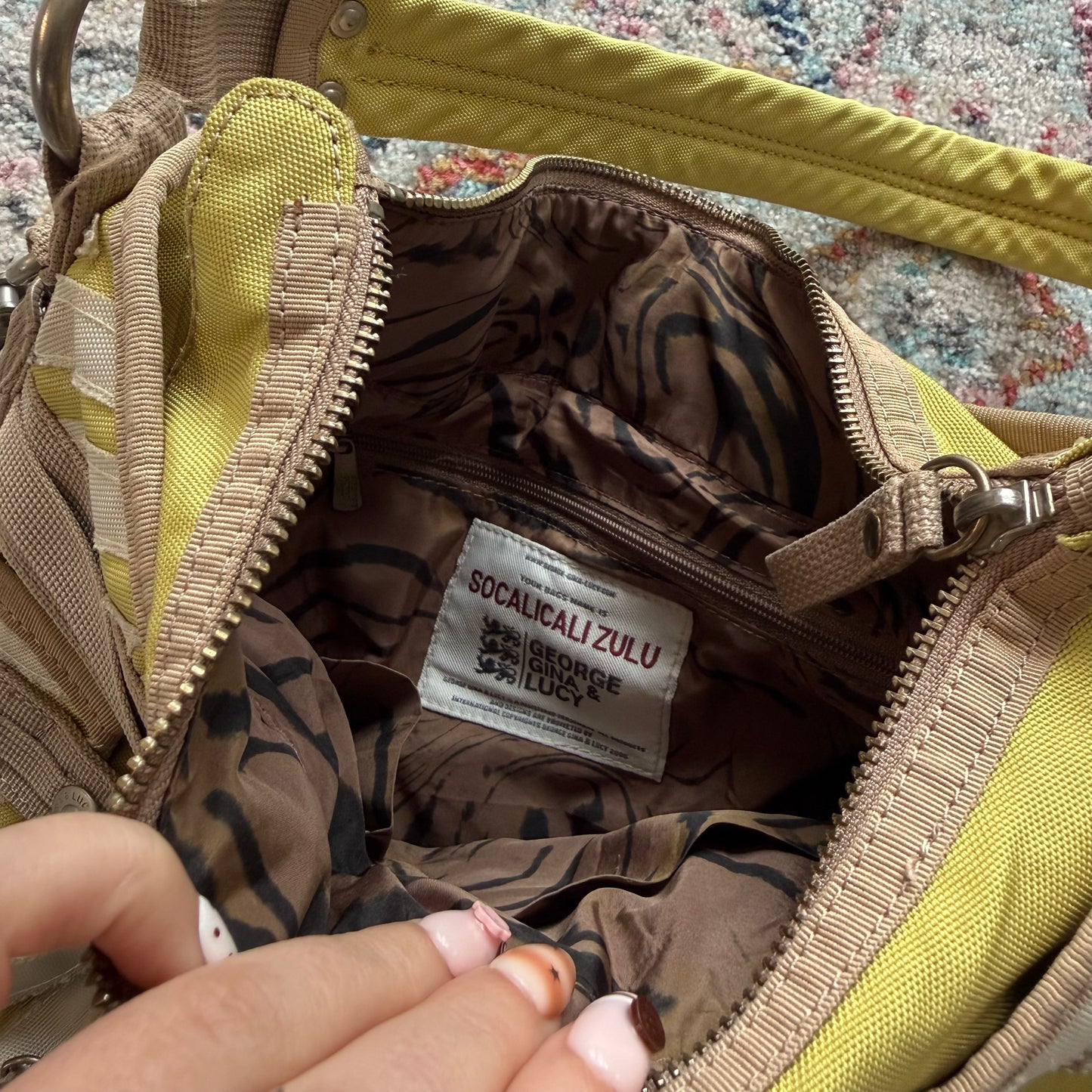 GGL yellow stripy slouchy bag