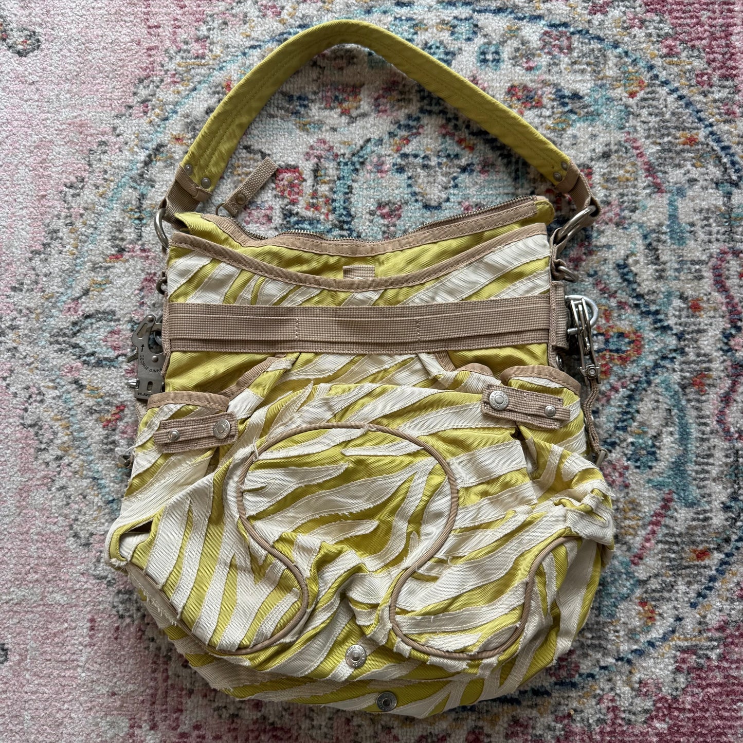 GGL yellow stripy slouchy bag