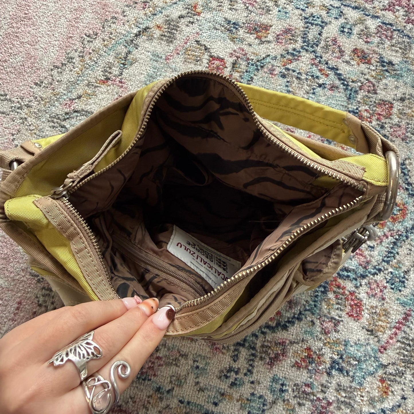 GGL yellow stripy slouchy bag