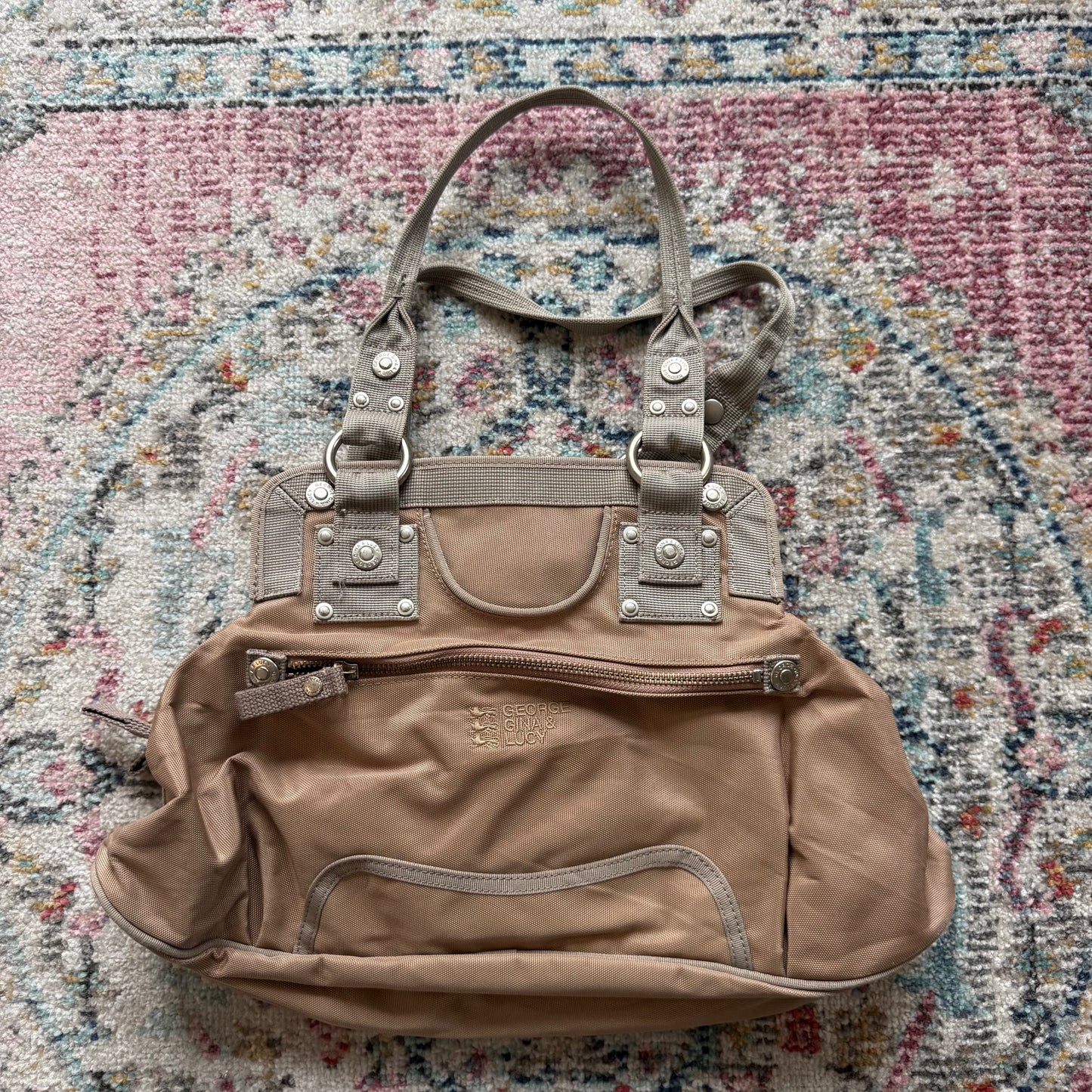 GGl beige shoulder bag with silver details