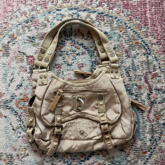 GGL beige mini shoulder bag with silver details