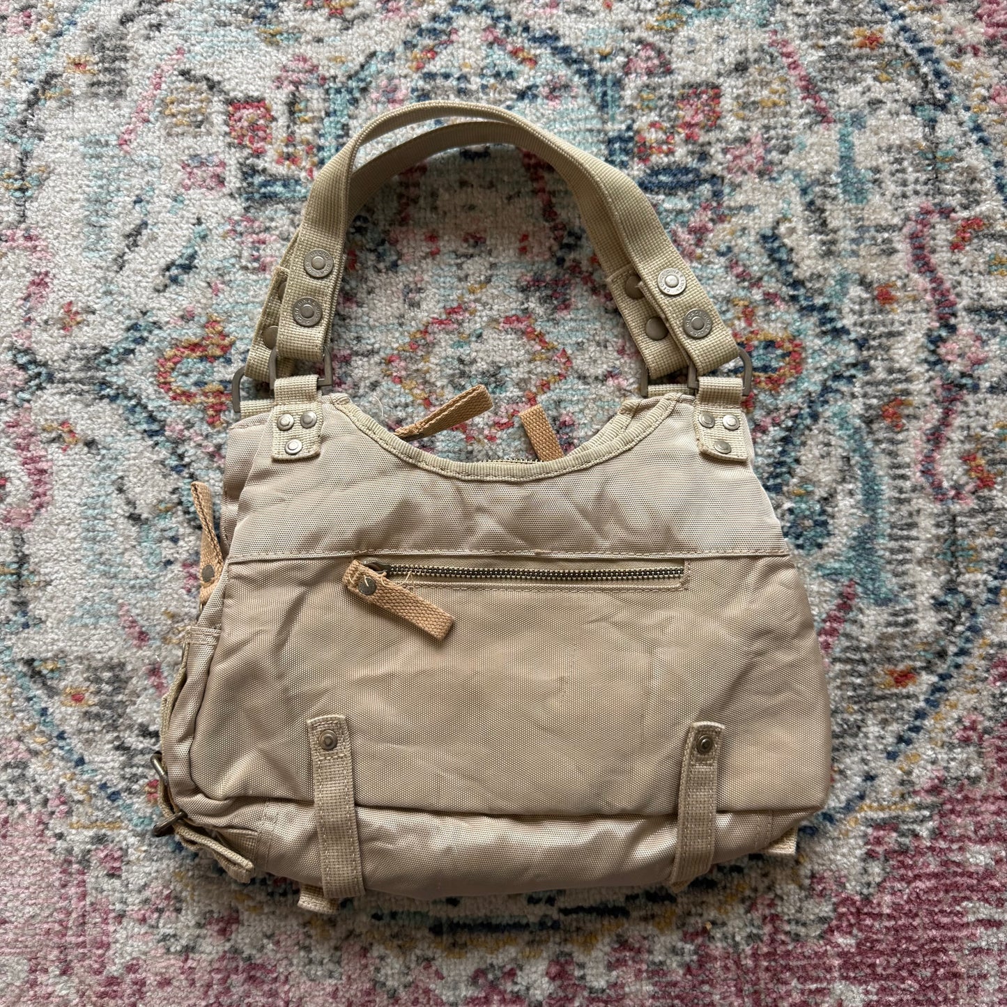 GGL beige mini shoulder bag with silver details