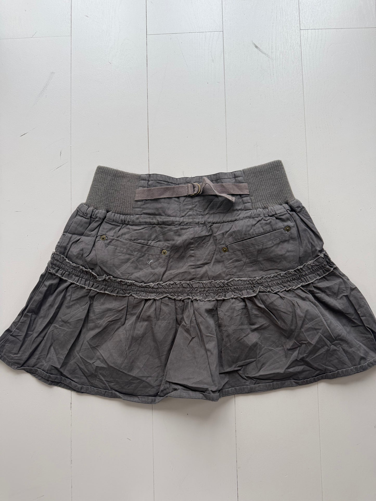 Y2k low rise cargo brown button up midi skirt