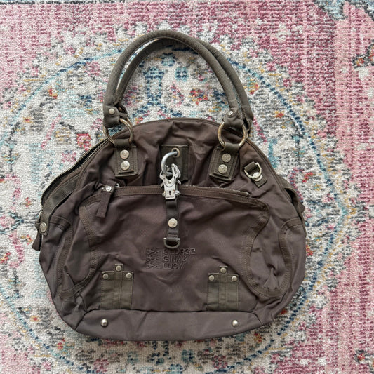 GGL brown slouchy shoulder bag with silver details