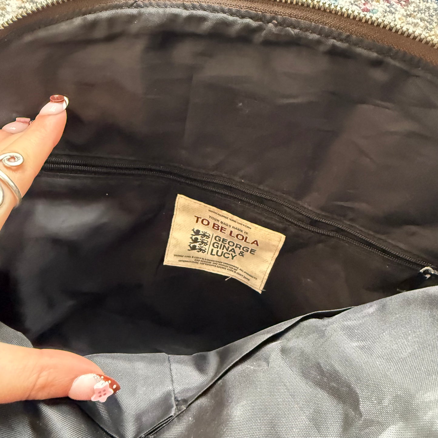 GGL brown slouchy shoulder bag with silver details