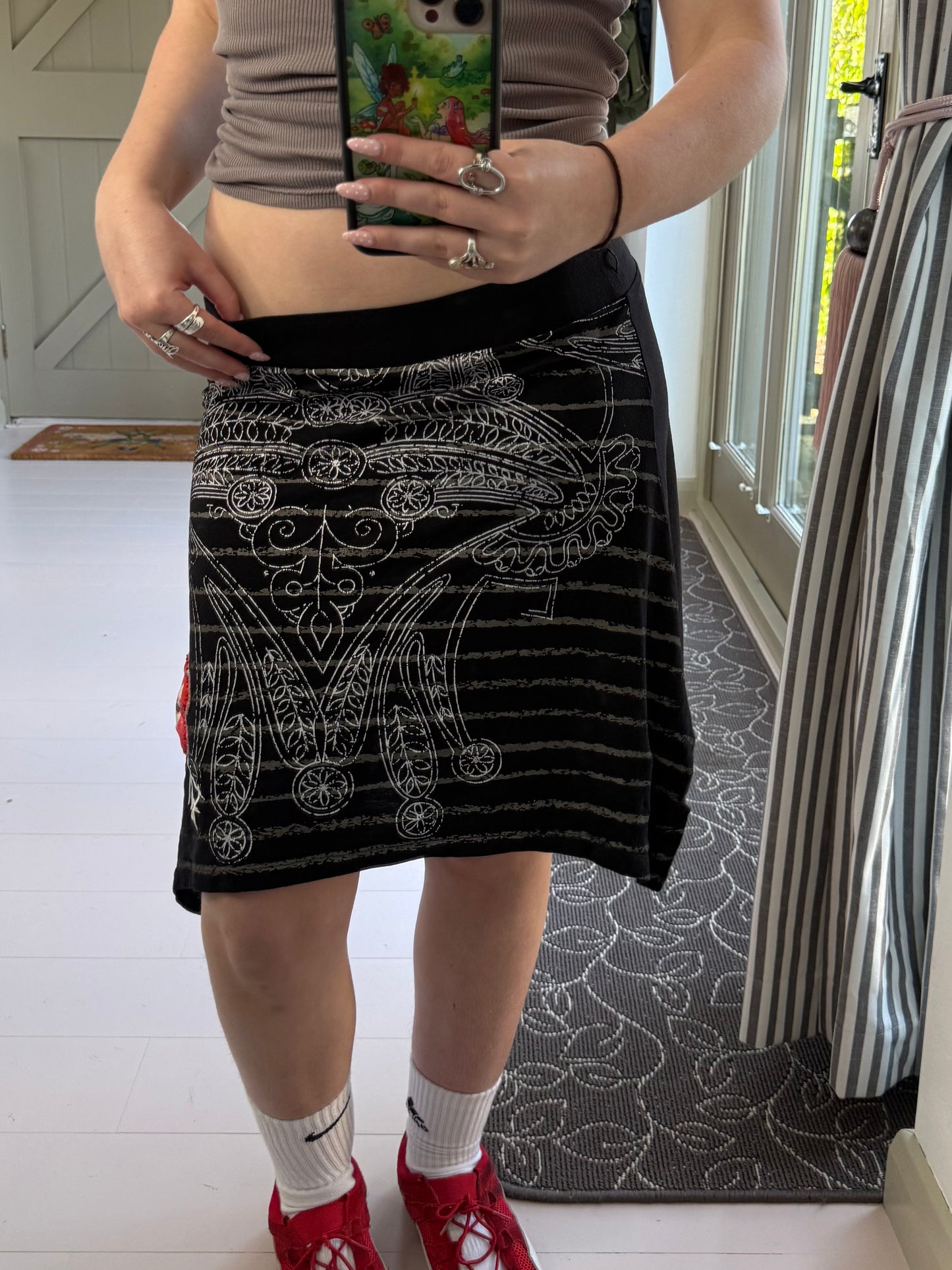 Desigual graphic low rise flowy midi skirt