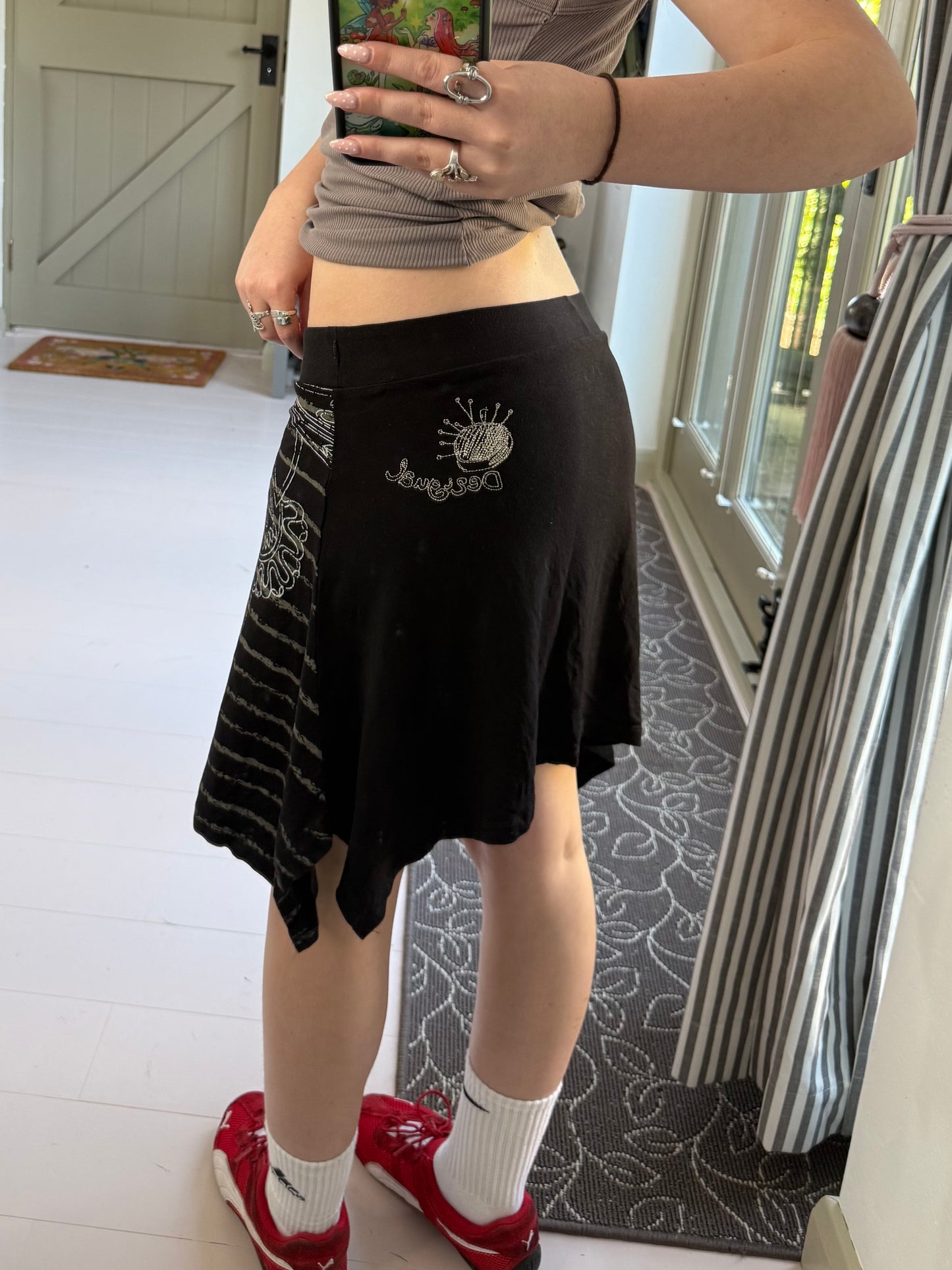 Desigual graphic low rise flowy midi skirt